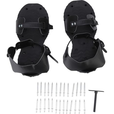 Sandales à pointes en PU pour aérateur de pelouse, noires, outil d'aération pour les plantes de jardin (1/5)