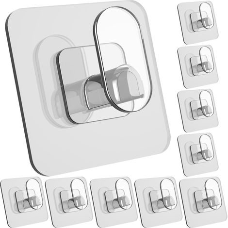 10 moderne und universelle transparente Wandhaken zur bohrfreien Montage, geeignet für Küchen, Badezimmer, Wohnzimmer, Büros und andere Orte.