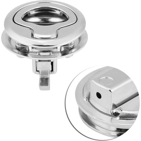 Loquet de Trappe Affleurant, Loquet à Tirette Affleurante Encastré pour Bateau 1,8 pouces Serrure de Trappe de Pont Ronde, Porte Affleurante pour RV, Bateau, Yach (1/5)