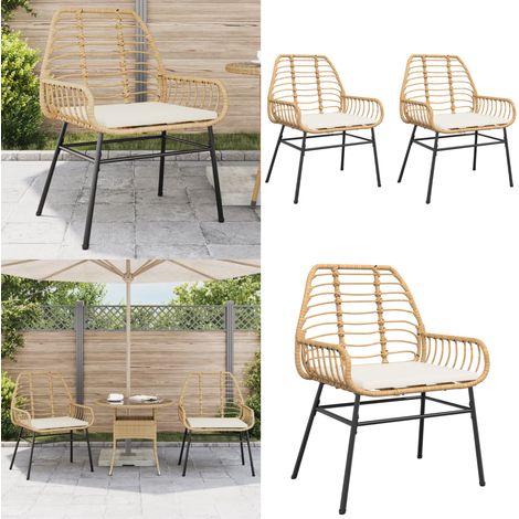 Chaises de jardin lot de 2 et coussins marron rotin - Chaise De Jardin - Fauteuil De Jardin - Mobilier De Jardin - Meubles De Terrasse - Salon De Jardin - Home & Living (1/5)