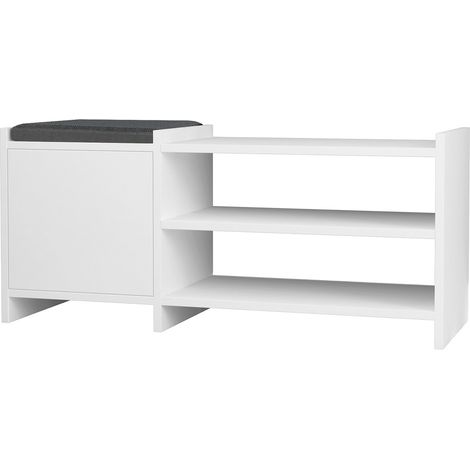 Etagère à chaussures, meuble à chaussures avec 1 porte coloris blanc - longueur 100 x profondeur 35 x hauteur 44 cm (1/2)