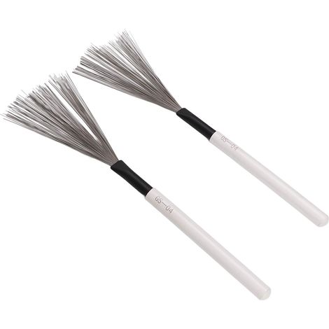 Brosse de Tambour en Acier avec Manche en Bois d'Érable - Accessoire de Batterie Blanc (1/5)