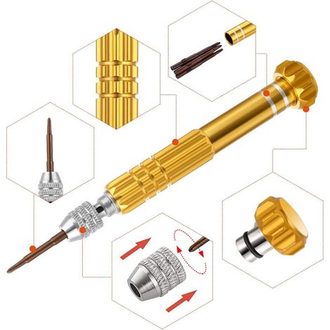 Set de tournevis de précision 5-en-1 pour lunettes, montres et bijoux - Mini outil multifonction avec étui