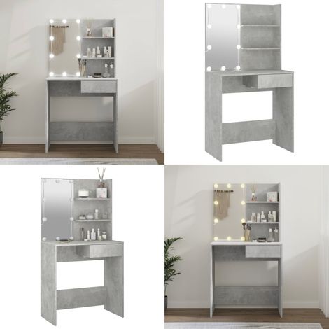 Schminktisch mit LED Betongrau 74,5x40x141 cm - Schminktisch - Kosmetiktisch - Make Up Tisch - LED Beleuchtung - Badezimmermöbel - Home & Living (1/5)