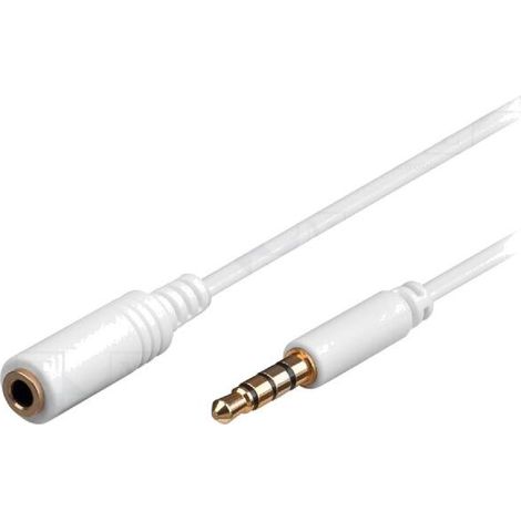 Cable- Jack 3.5mm 4pin socle.Jack 3.5mm 4pin prise- 2m- blanc
