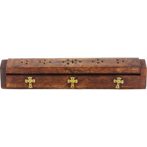 Boite Porte encens en bois - croix (1/2)