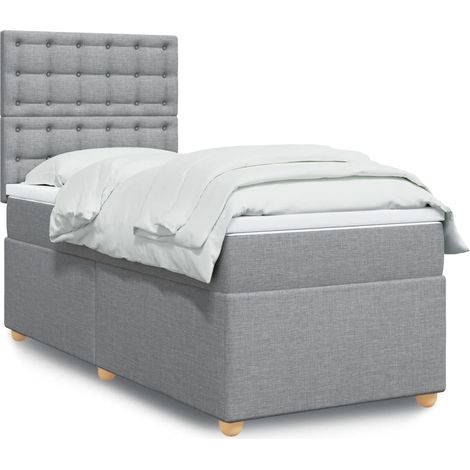 Boxspringbett mit Matratze Hellgrau 90x200 cm Stoff