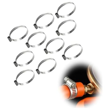 Inox Collier de Serrage Tuyau, 10 Pièces 25-40mm Inox, Convient pour les Piscines, Machines à Laver, Jardins, la Plomberie Tuyau - (1/5)