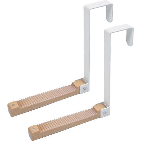 Lot de 2 étendoirs à linge pliables à suspendre à la porte, blancs. (1/5)