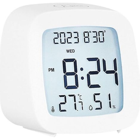 Stilvoller und praktischer Wecker mit Temperaturanzeige, hervorragend geeignet für Dekoration und Reisen (1/3)