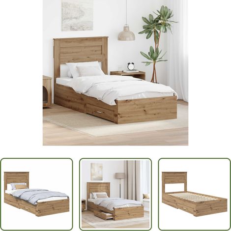 vidaXL Stauraumbett - Bettrahmen Artisan-Eiche 100 x 200 cm Holzwerkstoff (1/5)