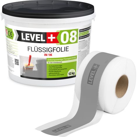 LEVEL+ Dichtset für Duschabdichtung Bad Dichtband Flüssigfolie 12kg SET106G1 (1/4)