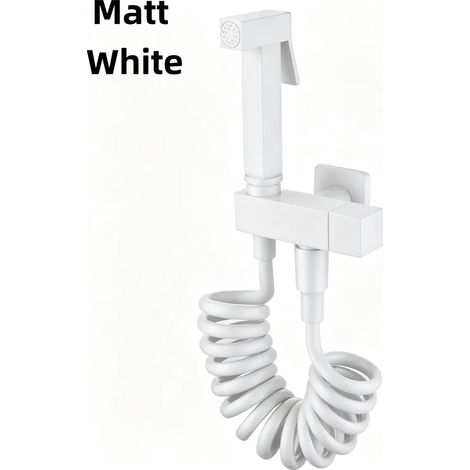 (Blanc A) Ensemble de douchette bidet portable en laiton doré rose brossé avec jet haute tension et robinet spécial pour toilettes et salle de bain (1/5)