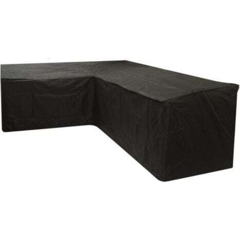 L-shaped garden sofa cover, waterproof, windproof, UV-resistant, Oxford fabric for rattan corner sofa, 21521587cm – Black