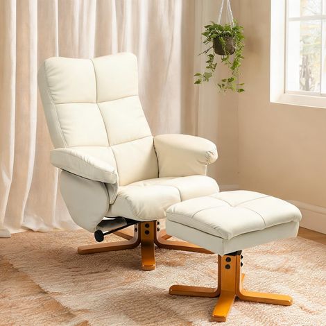 Fauteuil crème en PU 86 x 80 x 99 cm (1/5)