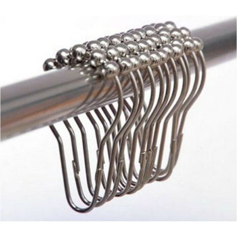 Anneaux De Douche - Métal Chromé - Boules Coulissantes - Pour Rideau De Salle De Bain - Lot De 24 (1/4)