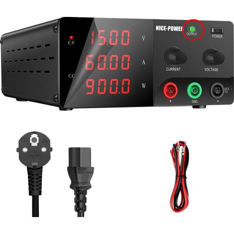Fuente de alimentación, voltaje ajustable, corriente constante, salida de 15 V 60 A (1/2)