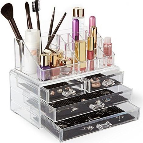 Cleafe - Organizzatore Porta Cosmetici Make Up Con 16 Comparti Espositore Organizer - (1/2)