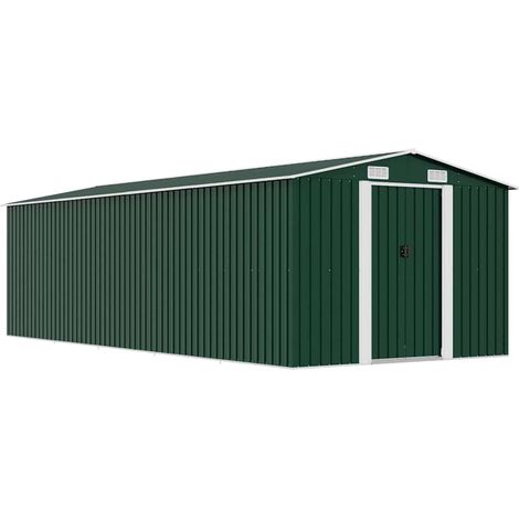 Maison Exclusive - Caseta de jardín metal verde 257x580x181 cm (1/5)