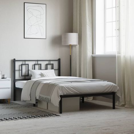 vidaXL Estructura cama sin colchón con cabecero metal negro 107x203 cm (1/5)