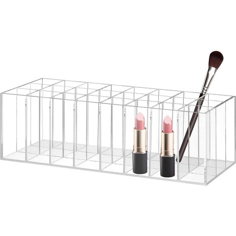 Présentoir à Rouges à Lèvres Rangement Maquillage Pratique et Polyvalent en Acrylique Transparent 24 Grilles Maison Bureau (1/5)