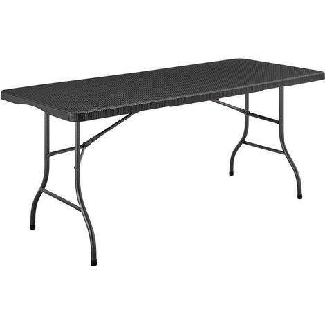Klappempfangstisch - TERRANOVA - Schwarz - Stahlgestell und Polyethylen PEHD Tischplatte - 8 Personen - 180x74xH73,5 cm