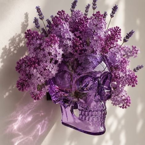Vase mural gothique en forme de crâne - Violet - Pratique, créatif, portable et adorable