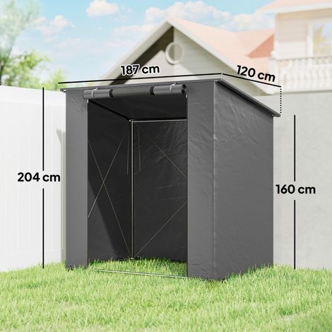 Abri de garage étanche 1,9 x 1,2 m avec porte zippée enroulable et fenêtre d'aération. Gris foncé. (1/5)