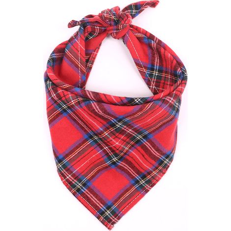 Bandanas Triangulaires pour Grand Chien Taille L, Lot de 3 Rouge à Carreaux, Noir et Blanc, Vert et Rouge (1/3)