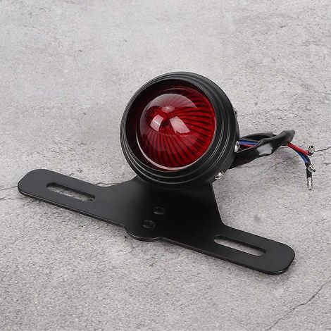 Feu arrière universel de moto à LED de style vintage avec support de plaque d'immatriculation