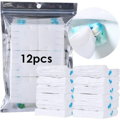 12 Recharges pour Brosse WC Jetable, Têtes de Rechange Solubles dans l’Eau, Lingettes de Nettoyage WC avec Agent Nettoyant, Recharge Toilette sans Manche ni Support, 15,5 x 10,5 cm (1/5)