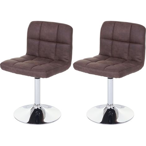 2 x chaise de salle à manger Kavala, pivotante, imitation daim, chrome - brun foncé vintage (1/5)