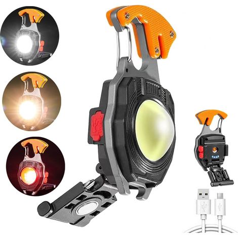 Mini lampe torche porte-clés, lampe d'inspection étanche, mini lampe torche rechargeable par USB, orange (1/5)