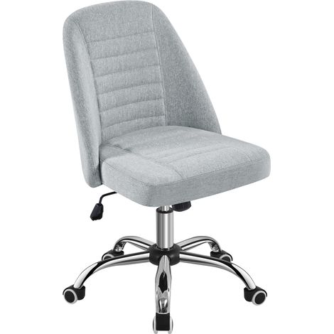 Yaheetech Sedia Ufficio Scrivania Senza Braccioli Ergonomica Reclinabile Imbottita in Finta Pelle con Rotelle Girevole Altezza Regolabile Portata 136 kg Grigio Chiaro