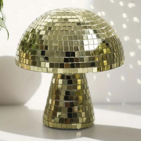 Palla da discoteca a forma di fungo, palla da discoteca argentata, riflettore glitterato argentato (6 pollici 15x15,5 cm-oro)