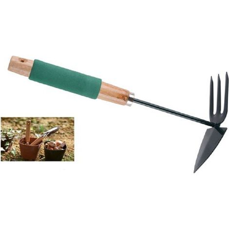 Trade Shop - MINI-RECHENSPITZE MIT DREIZACK 30 CM AUS METALL MIT HOLZGRIFF, SCHWAMM 90054 - (1/2)
