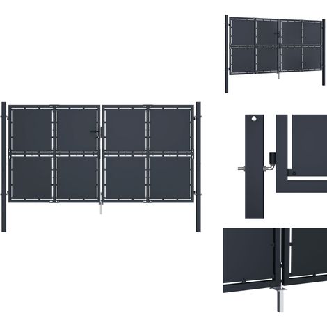 Gartentor Stahl 300×200 cm Anthrazit - Zaun - Gartentor - Stahltür - Einfahrtstor - Sicherheitszaun (1/5)