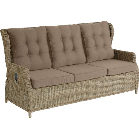 Inko Lounge-Sofa 3-Sitzer Leona Rattanoptik Loungebank 3 Farben zur Wahl