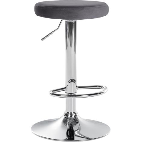 Sgabello da bar x1 design semplice altezza regolabile rivestimento in velluto grigio scuro gambe in metallo aspetto cromato 100005348