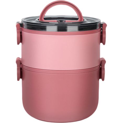 Mehrzweck-Lunchbox mit Fächern – Große PP-Lunchbox – 2-stöckig, 1600 ml – Sicherer Verschluss mit Griff – 11,5 x 14,5 cm (1/5)