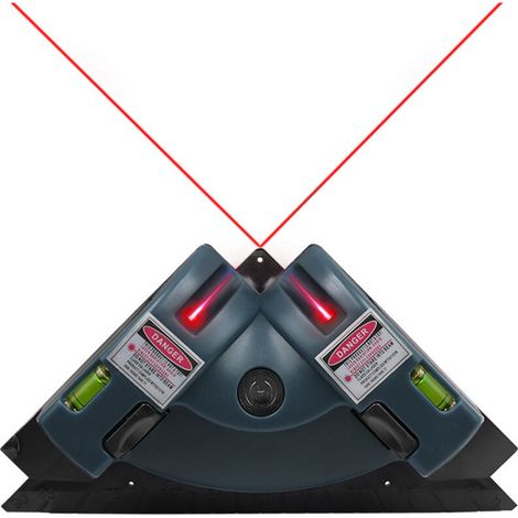 Lntyq Niveau laser à projection à angle droit, boîtier plastique intégré, niveau laser infrarouge à ligne horizontale et verticale, niveau de carrelage, mesureur d'angle laser, bleu(19010656mm)