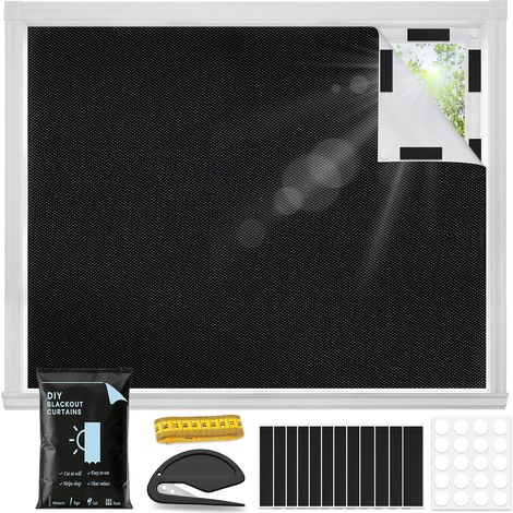 Store Occultant sans Perçage 300 x 145 cm,Rideau Occultant Auto-adhésif Découpable Store Thermique Amovible pour Chambre d'enfant, Chambre d'enfant, Voyage pour Fenêtre de Toit (1/5)