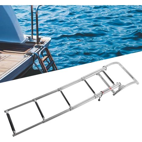 Échelle de pont pliante à quatre marches pour yacht, en acier inoxydable 316 (surpoids) (dimensions surdimensionnées) (1/5)