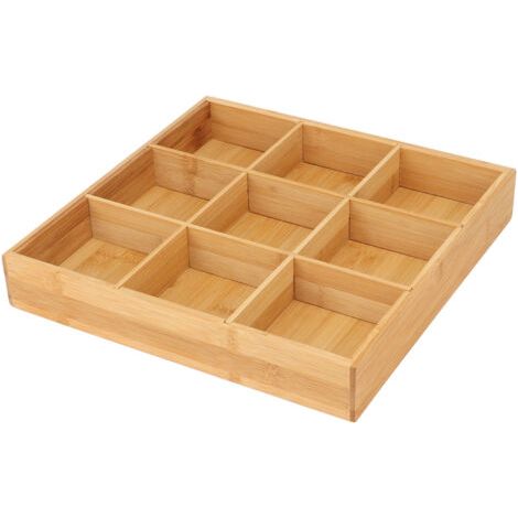 Plateau apéritif en bambou naturel – Sans vernis ni cire – 9 compartiments – Pour fruits secs et snacks (1/5)