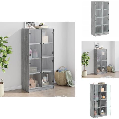 Buffet haut avec portes gris sonoma 68x37x142cm bois ingénierie - Buffet Design Moderne - Meuble Rangement - Armoire Bibliothèque - Commode Hauteur - Étagères Ouvertes (1/5)