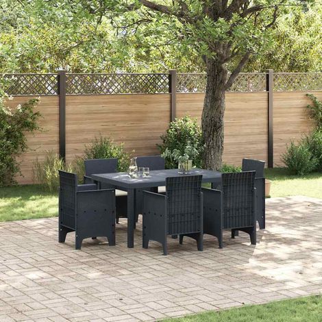 vidaXL Set da Pranzo per Giardino 7 pcs Antracite Rattan Polt (1/5)