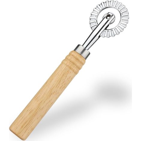 Roulette À Pâtisserie - Roue À Découper Gâteaux Avec Manche En Bois - Pour Pâte À Tarte Pizza Raviolis - 1 Pièce (1/5)