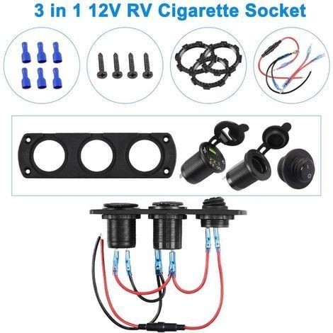 12-V-Zigarettenanzünderbuchse für Autos – Dual-QC3.0-USB-Ausgangspanel – Vorverdrahtetes, wasserdichtes 3-in-1-Ladegerät mit Voltmeter/Digitalschalter für Boote (1/4)