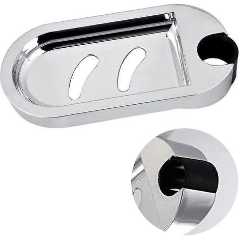 Porte-savon pour barre de douche - Porte-savon réglable pour barre de douche, cuisine, salle de bain, trou de 25 mm (argenté, 1 pièce) (1/5)