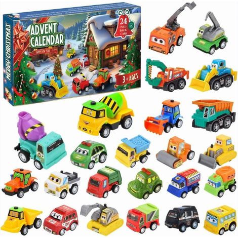 Calendrier De Lavent - 24 Jouets Véhicules De Génie Civil - Pour Décompte De Noël - Format 15 X 7 8 Cm - 1 Unité